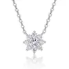 Corrente de Clavícula Prata de Lei S925 Girassol de Oito Pétalas Pingente de Diamante Cultivado Colar Simples Versátil Colar de Diamante Cultivado