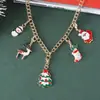 Nuevo Conjunto de Collar Colgante con Broche de Langosta de Aleación para Árbol de Navidad Caricatura Goteo de Aceite Bastón de Caramelo Colgante de Papá Noel