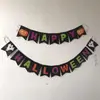 Bandeira de Fantasma e Abóbora de Halloween Decoração de Festa Feliz Halloween Letras Feliz Halloween Bandeira de Puxar