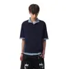 Camisa Polo de Hombre Parche Cuadros Falso Dos Piezas, Camiseta Casual de Manga Corta a la Moda de Verano Estilo Europeo y Americano con Sentido del Diseño