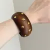 Pulsera Vintage de Estrellas del Universo Profundo Pulsera de Remache de Estrella de Madera Estilo Retro