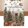 Camino de mesa navideño transfronterizo con estampado de múltiples patrones, camino de mesa para decoración de mesa para montaje de fiesta en casa, mantel largo
