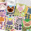 8 adesivos de rosto de gato jogo interativo pai-filho DIY grafite de animal de desenho animado adesivos para caderno de conta manual