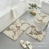 Alfombrilla antideslizante para suelo de baño estilo nórdico, juego de tres piezas en forma de U de cachemira sintética, alfombrilla de puerta de baño absorbente de agua y de secado rápido