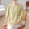 Blusa de Moda Nueva de Verano 2026 para Madres, Rejuvenecedora y Adelgazante, Elegante y con Estilo, Top Versátil de Talla Grande para Mujeres de Mediana Edad y Mayores