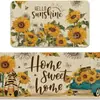 Alfombra de estilo pastoral transfronteriza, Felpudo de cocina para dropshipping en Amazon, Felpudo decorativo de girasol y limón, Felpudo para puerta de entrada