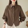 Meilad Estilo Portuario Camisa de Manga Larga de Algodón y Lino Cárdigan Top Primavera Otoño Nuevo Chaleco Capa Exterior Ropa Exterior Chaqueta Pequeña Mujer