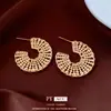 Pendientes Redondos Huecos con Aguja de Plata Electrochapada en Oro Real de 18K Estilo Europeo y Americano Pendientes Versátiles Pendientes de Moda Únicos Nicho