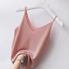 [7208 Repo] Talla grande Camisola Interior para Mujer Cuello en V Seda de Hielo Sexy Tejido de Punto con Hilo Corto
