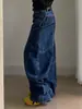 Jeans Retrô Americano Patchwork Foice para Homens e Mulheres, Calças Bordadas com Foice de Design Único, Calças de Pernas Largas com Caimento Fluido, Estilo Foice