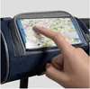 Bolsa impermeable sencilla para bicicleta de montaña, bolsa para teléfono con pantalla táctil, bolsa delantera para bicicleta, bolsa para manillar, bolsa cilíndrica de almacenamiento al por mayor