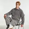 Moletom casual estilo americano falso duas peças xadrez com gola polo, blusa unissex de manga longa para a Primavera e Outono de 2026