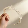 Diadema de Perlas de Nuevo Estilo Transfronteriza, Diadema de Flores Súper Hada, Corona de Flores Blancas, Pasador de Corona Nupcial Estilo Bosque, Tocado de Boda