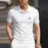 Camisa Polo Bordada de Oso Simple para Hombre, Camiseta de Verano de Cuello con Estilo, Manga Corta para Hombre