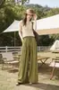 Pantalones Plisados Moda Casual Pantalones de Pierna Ancha Pantalones Largos Fluidos Artísticos Textura Plisada Pantalones Adelgazantes de Largo hasta el Suelo Pantalones Adelgazantes Personalizados para Mujer