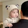 Touca fofa para bebês recém-nascidos, gorro de tricô quente e grosso com proteção para as orelhas para outono e inverno, gorro de lã unissex para bebês