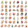 50 Piezas de Pegatinas Temu Retro Estilo Mixto Floral Estético Vintage, Compra Transfronteriza Directa, Pegatinas Artísticas con Patrones Frescos