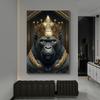 Escultura Metálica Rey Gorila Pintura en Lienzo León Dorado Tigre Ciervo Póster Escultura de Animales Arte Decorativo Pared