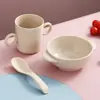 Tazón para comida de bebé Tazón para bebé anti-caída anti-escaldaduras Tazón para comedor de jardín de infancia Vajilla para restaurante infantil Tazón para el hogar Juego de cuchara