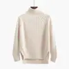 Suéter de cuello medio para mujer 2026 para primavera y otoño, Jersey casual versátil con dobladillo abierto, Abrigo de punto holgado para otoño e invierno