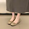 Primeiro Encontro Temporada Sapatilhas de Bico Quadrado em Seda Sola Macia Suave Slip-on Laço Sapatos para o Trabalho Estilo Fada