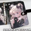 Álbum de Cartas de Folhas Soltas A5 Preto Menina Bonita Versão Laser Desenho Animado Anime Fivela Magnética Álbum de Coleção de Couro de Alto Valor