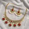 Traje de joyería retro europeo y americano de perlas y rubíes, collar y pendientes exagerados de cuentas de gota de agua transfronterizos, joyería estilo indio