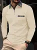 Camisa Polo de Manga Larga con Cuello Solapa y Media Cremallera para Hombre Otoño 2025 Ajuste Delgado Cuello Top Casual de Negocios