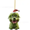 Novo produto transfronteiriço, pingente de carro verde para cachorro de Natal, decoração de árvore de Natal, decoração de casa para feriados