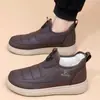 Zapatos de Algodón Cálidos de Terciopelo Grueso Estilo Antiguo de Pekín Antideslizantes Casuales Tipo Papá Suela Suave Cómodos Slip-on de Algodón para Hombre