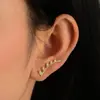 Estilo Ins Europeo y Americano Simple Plata de Ley Diamante Hoja Clip para Oreja Pendientes Femeninos Elegantes Pendientes de Hoja Pendientes Transfronterizos