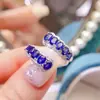 Anillo de Zafiro Natural Transfronterizo Accesorios para Mujer Nicho de Alta Gama Joyería de Plata 925 3*4 Joyería de Lujo Venta Directa de Fábrica
