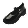 Tacones Altos para Mujer 2025 Otoño Nuevo Punta Redonda Tacón Grueso Versátil Estilo Retro Japonés Zapatos Pequeños de Cuero Zapatos Mary Jane Negros