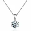 Colar simples com pingente de diamante único de seis garras joias coreanas atacado pingente de diamante grande de prata venda quente Taobao