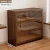 Librero a prueba de polvo de madera maciza integrado en la pared, gabinete de almacenamiento color nogal, gabinete de almacenamiento de pie, librero para el hogar