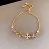 Pulseira Flor de Abóbora Gota d'Água de Zircônia Estilo Francês, Luxo Leve, Sensação de Alto Padrão, Pulseira Versátil, Joia Exquisita e Única de Temperamento para Mulheres