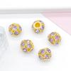 Acessórios de Joias DIY Bola de Flor de Strass 8/10/12mm Contas Espaçadoras de Strass Furo Grande Incrustadas com Diamantes Anel Soldado com Broca Bola de Diamante