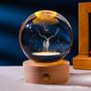 Luz Nocturna de Bola de Cristal 3D Luminosa Tallada Internamente Base de Madera Maciza Adorno Literario Regalo Creativo de Cumpleaños para Parejas y Compañeros de Clase