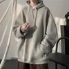 Moletom com Capuz Masculino 2026 Cor Sólida Aveludado Espesso Novo Estilo Jaqueta com Capuz Solta Peso Pesado Estilo Americano Par Top