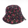 Chapéu de sol feminino, de grão grosso, dupla face, chapéu de bacia usável, chapéu de pescador de tecido com flores, chapéu de meia-idade para primavera e outono, chapéu de pano feminino
