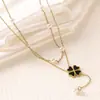 Nuevo Collar de Acero Inoxidable de Lujo con Madreperla y Circonita con Goteo de Aceite para Mujer, Acero de Titanio Versátil y de Nicho Dorado de 18K que No se Desvanece