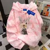 Nueva Sudadera con Capucha Tie-Dye Rosa Linda y Divertida Estilo Japonés para Mujer, Versátil Campus Perro Top Versión Coreana Otoño e Invierno