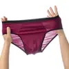 Calzoncillos de Seda Hielo para Hombre, Verano Ultradelgados Transpirables de Secado Rápido de Cintura Baja Sexy de una Pieza, Sin Costuras Amigables con la Piel Transfronterizo