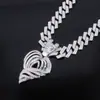 Collar Cubano de Aleación con Colgante de Corazón Hueco Incrustado de Diamantes, Moda Transfronteriza Europea y Americana, Fresco Hip-Hop Rap para Hombres y Mujeres