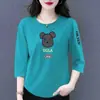 Comercio exterior transfronterizo ropa de maternidad, camiseta de manga tres cuartos para mujeres de mediana edad y mayores, holgada, casual, top básico versátil
