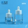 Venta al por mayor de fábrica 30ml 50ml botella gotero fondo grueso esencia hombro plano transparente en stock venta al por mayor botella líquido base muscular maquillaje