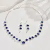 Suministrado directamente por el fabricante: Collar y pendientes de pedrería ultra brillantes estilo coreano, collar brillante de diamantes completos, accesorios para vestido