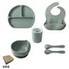 Venta Caliente Transfronteriza Juego de Platos para Bebé Suplemento de Comida para Bebé Plato y Tazón de Silicona Grado Alimenticio Vajilla de Alimentación para Niños Venta al por Mayor