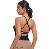 Nueva ropa interior deportiva cruzada de nailon de doble cara de color sólido con hermosa espalda cruzada para correr, fitness, yoga, chaleco superior para mujer