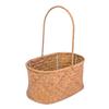 Cesta de mão tecida por algas marinhas Decoração de armazenamento de forma oval Cesta de palha de estrutura de ferro embutida Acompanhando presente portátil Cesta de mão Palha tecida